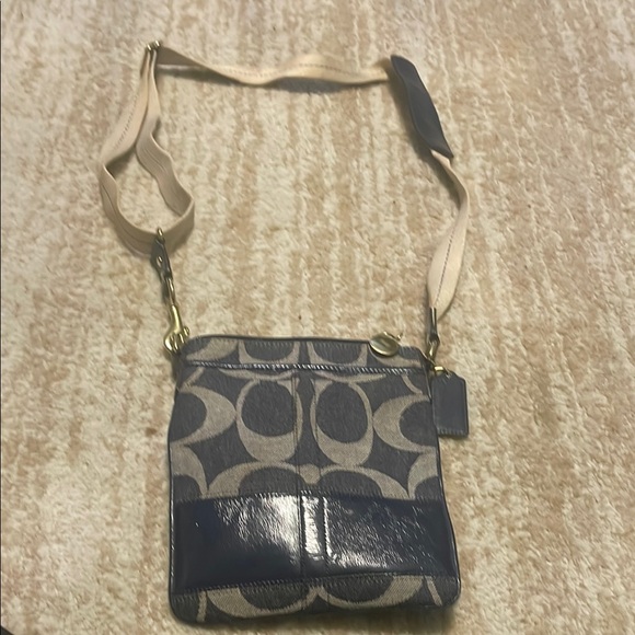 Coach Handbags - Coach Navy and Beige Crossbody Bag